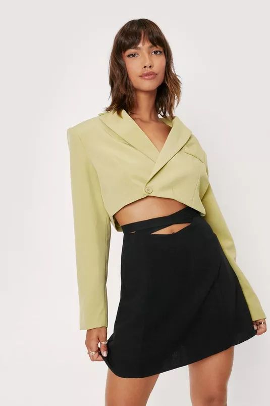 Linen Strappy High Waisted Mini Skirt | Nasty Gal (US)
