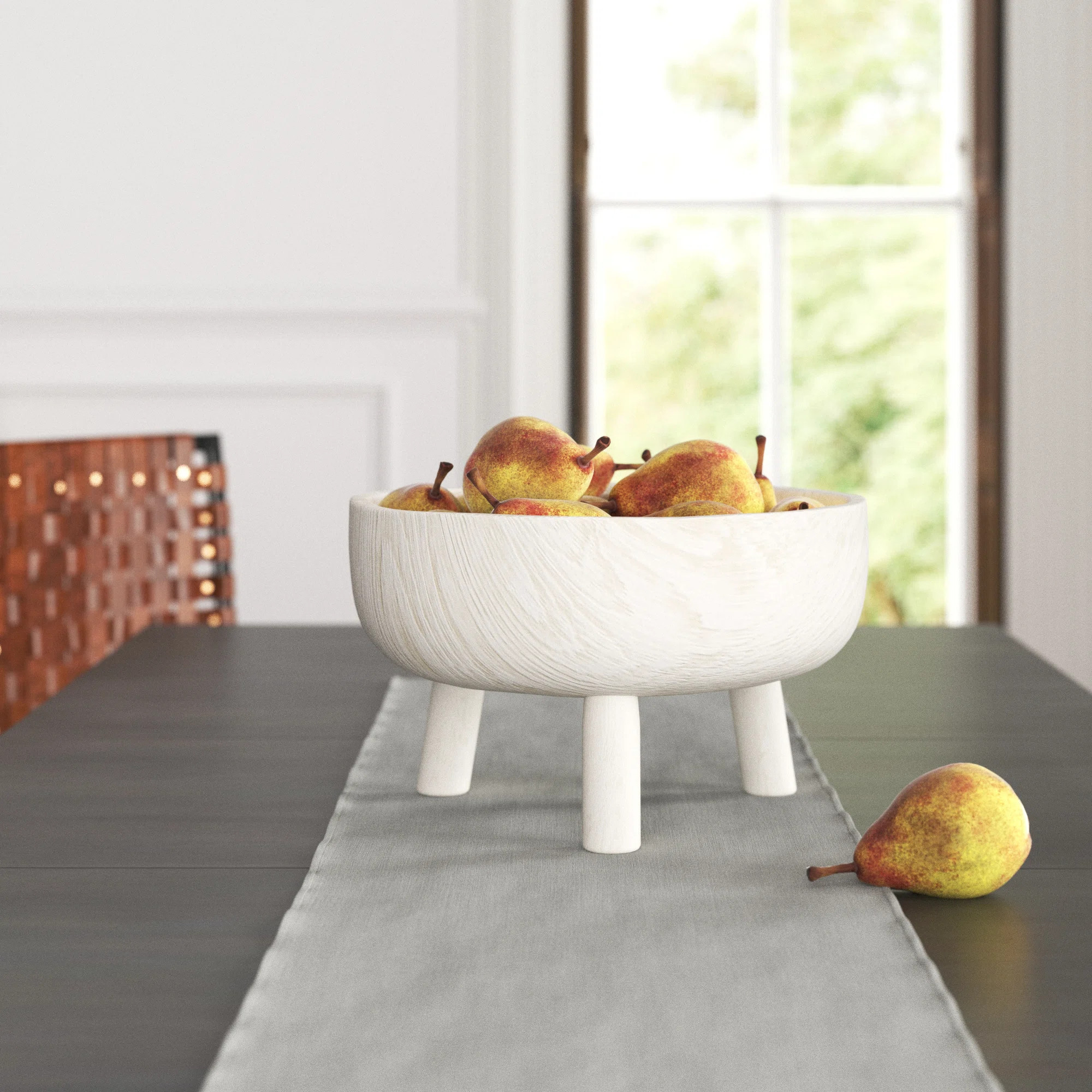 Decorative Round Wooden Bowl with Tripod Base for Home Decor - Modern Accent Bowl for Kitchen Cou... | Wayfair North America