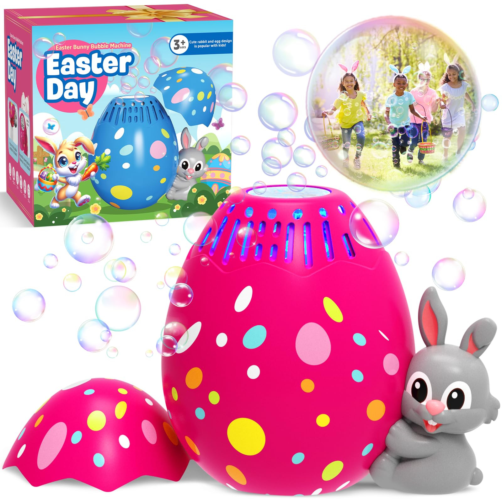Easter Egg Bubble Machine for Kids Automatic Bubble Blower Rabbit Bubble Maker for Outdoor Easter... | Amazon (US)
