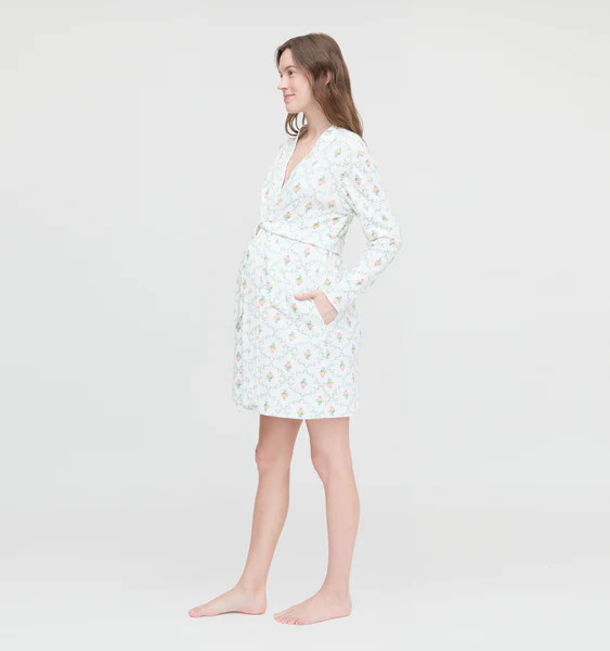 The Maternity Ivory Robe - Pastel Trellis | Hill House Home US