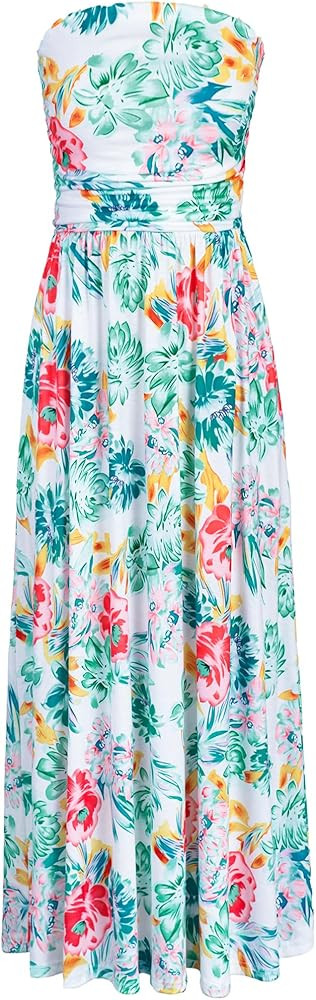 HUSKARY Tube Top Dress for Women Summer Casual Off Shoulder Midi Beach Vacation Dresses with Pock... | Amazon (US)