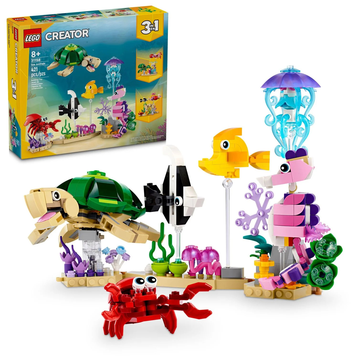 LEGO Creator 3 in 1 Sea Animals Toy Building Set, Transforms from Turtle to Fish to Octopus and S... | Walmart (US)