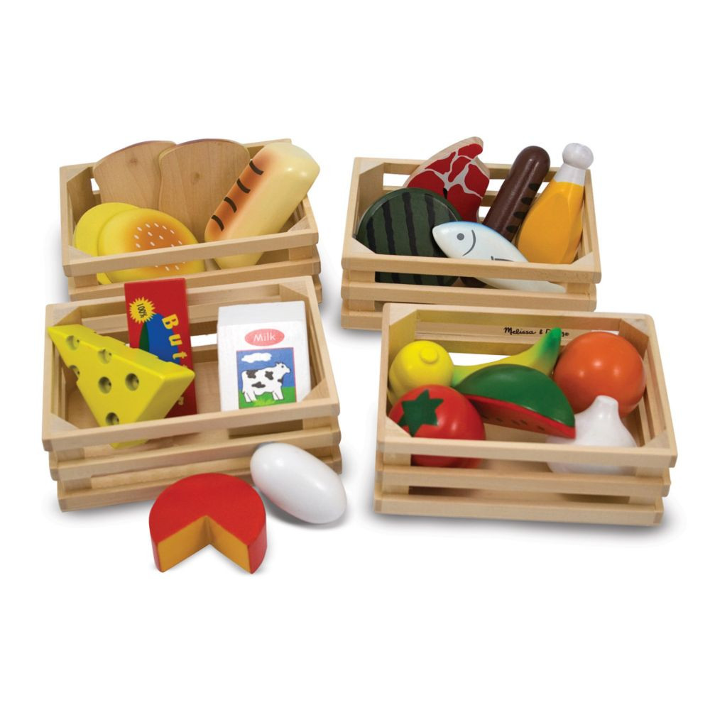 Melissa & Doug Food Groups - Wooden Play Food in Crates | Oriental Trading Company