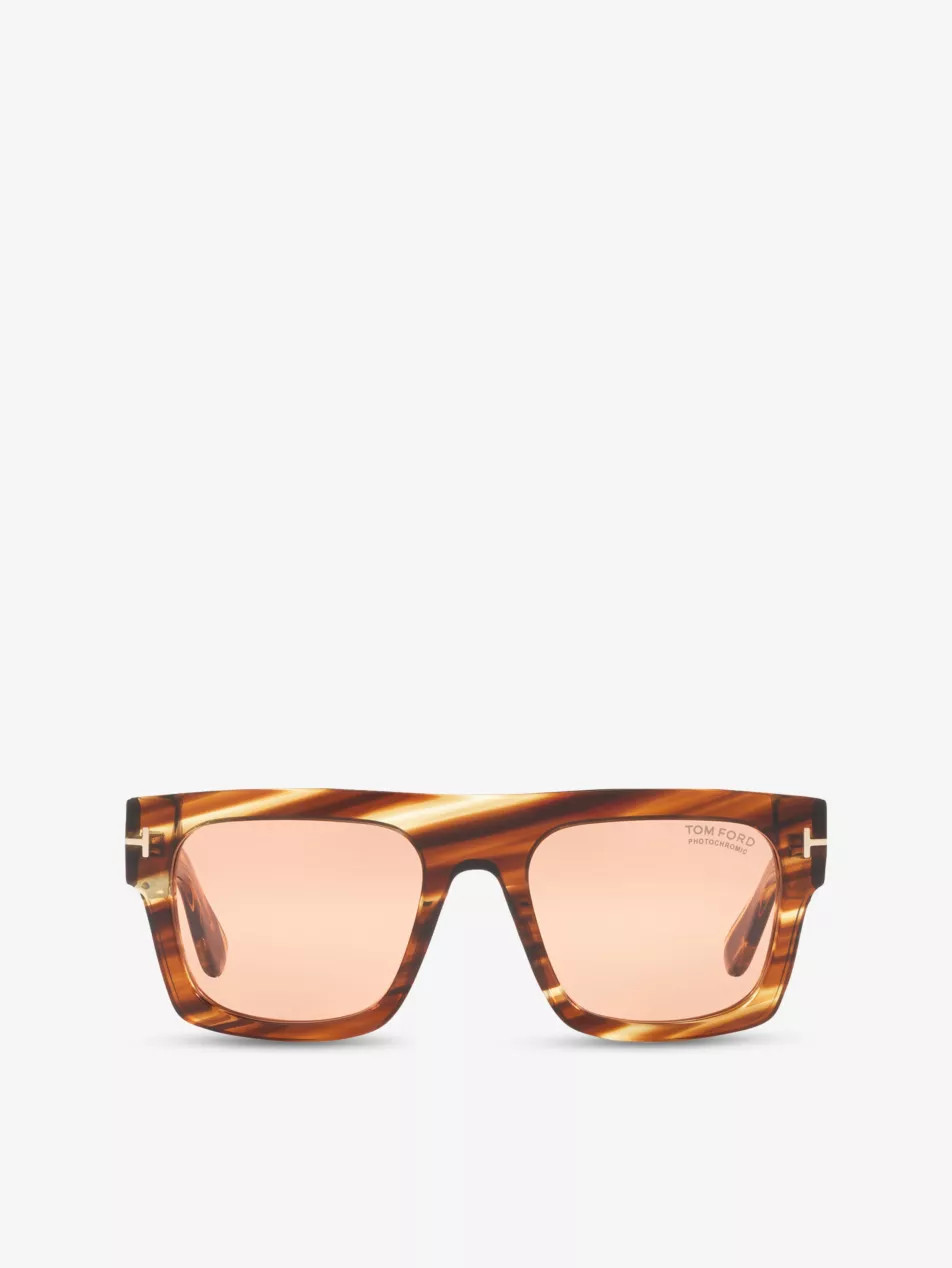 TR001917 Fausto Square-Frame Tortoise Acetate Sunglasses | Selfridges