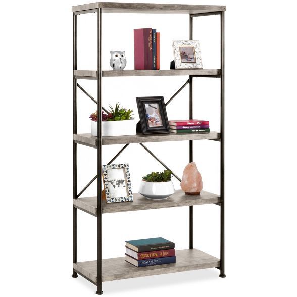 Best Choice Products 5-Tier Rustic Industrial Bookshelf Display Décor Accent w/ Metal Frame, Woo... | Target