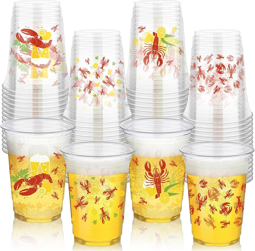 Kochorie 16 Oz Plastic Crawfish Boil Cups 60 Pcs Crawfish Party Supplies Clear Cups Plastic Drink... | Amazon (US)
