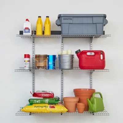 Rubbermaid Garage FastTrack Rail Shelf Kit, 16-Piece, Black | Wayfair North America