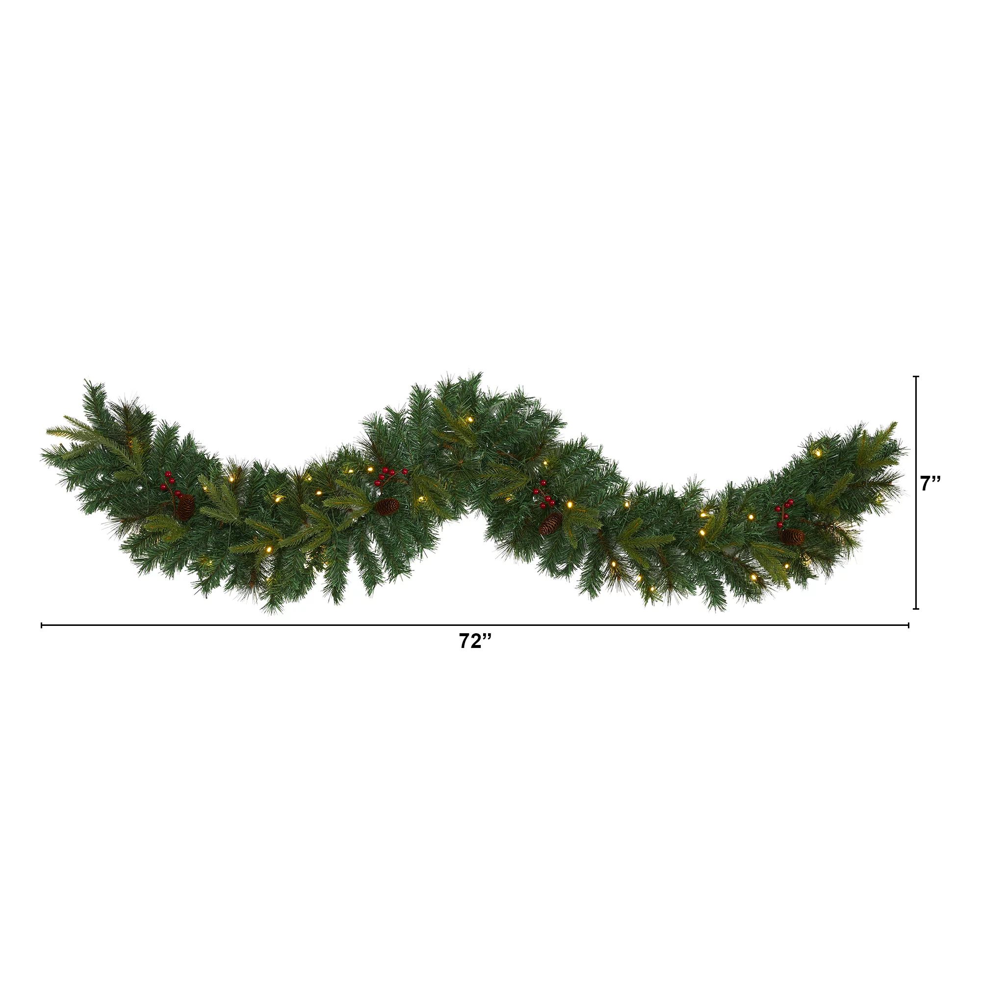 6ft. Mixed Pine Artificial Christmas Garland with 35 Clear LED Lights, Berries and Pinecones - Wa... | Walmart (US)