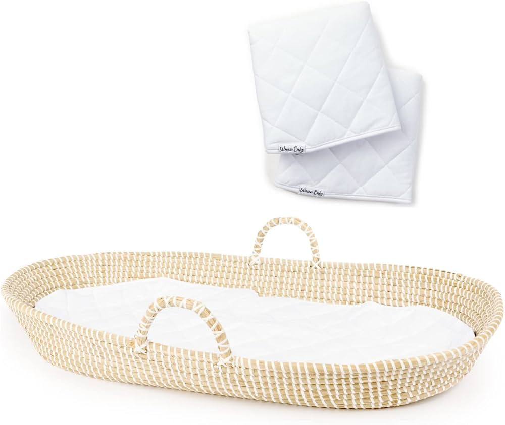 Baby Changing Basket by Woven Baby | Changing Basket for Baby Made of Seagrass | Comes with 2 Pcs... | Amazon (US)