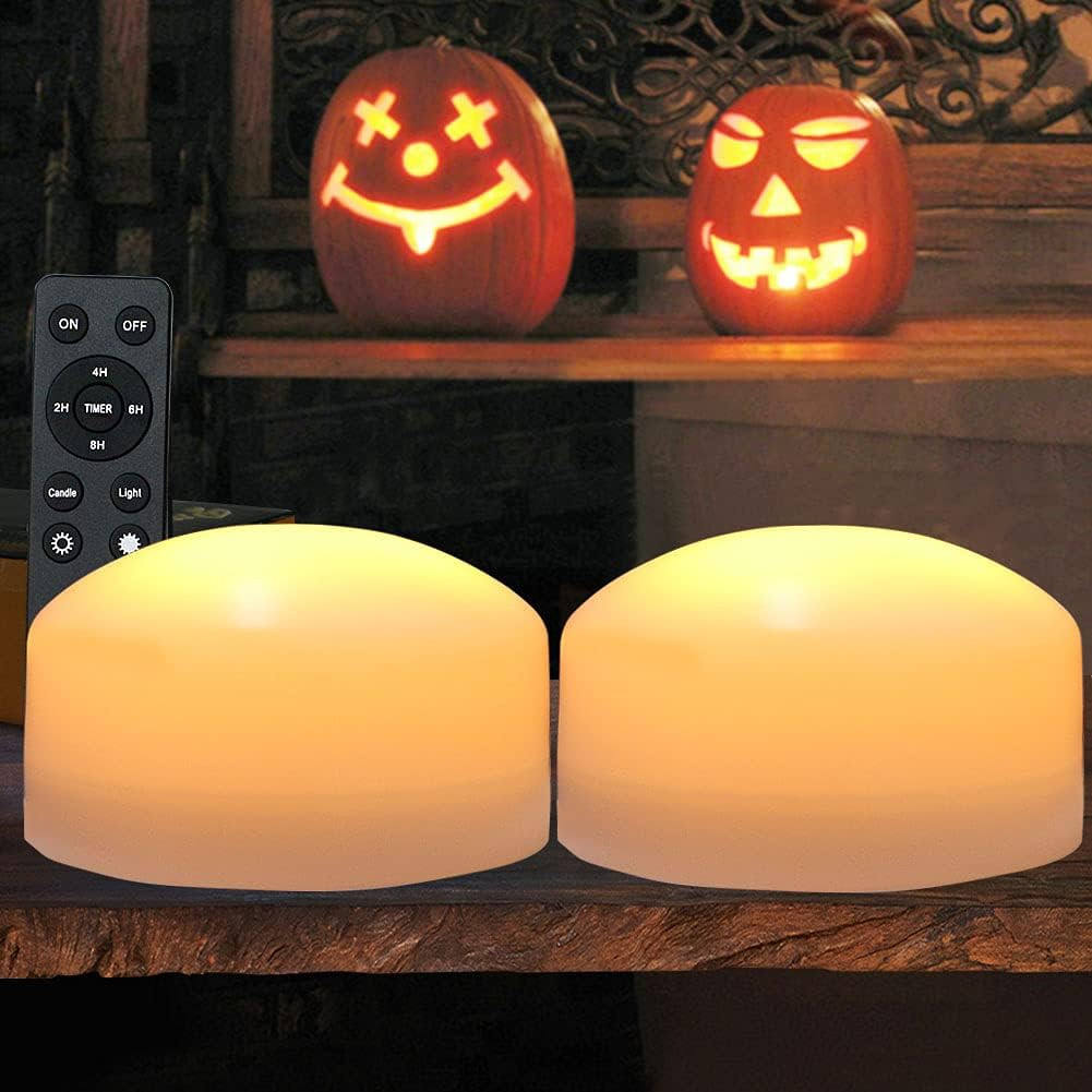 2-Pack Large Halloween Pumpkin Lights with Remote and Timer - White Pumpkin Lights Battery Operated Halloween Decor - Bright Jack-O-Lantern Decorations | Amazon (US)