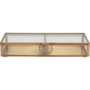 Creative Co-Op Brass & Glass Display Storage Box, Brass | Amazon (US)