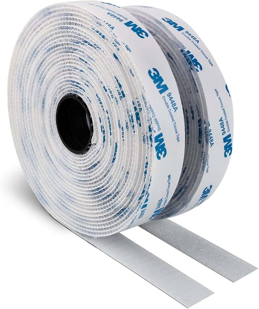 3M Hook and Loop Self Adhesive Tape 3/4" x 20Ft 9448A Sticky Back White | Amazon (US)