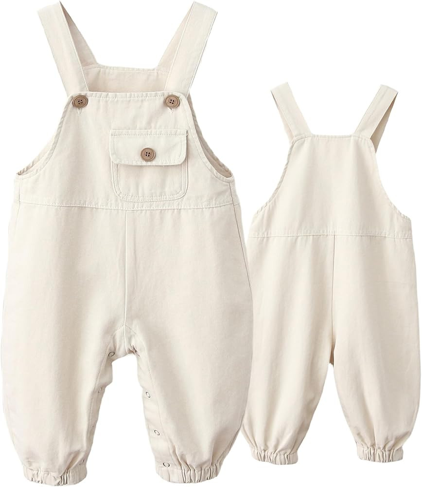 Happy Cherry Baby Boy Girl Cotton Overalls Sleeveless Romper Suspender Jumpsuit Bib Pants One Pie... | Amazon (US)