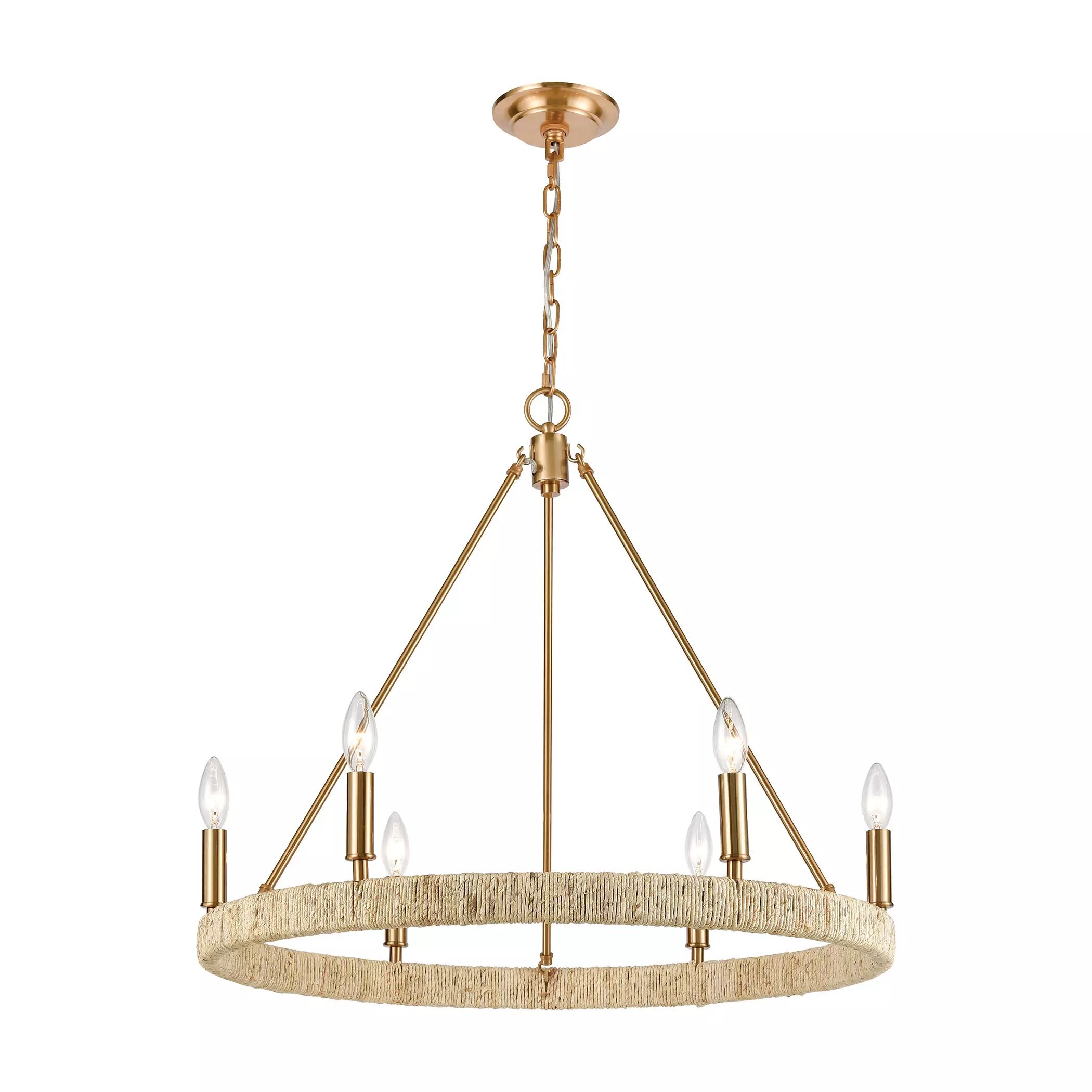 Abaca 6 Light Chandelier In Satin Brass | Scout & Nimble