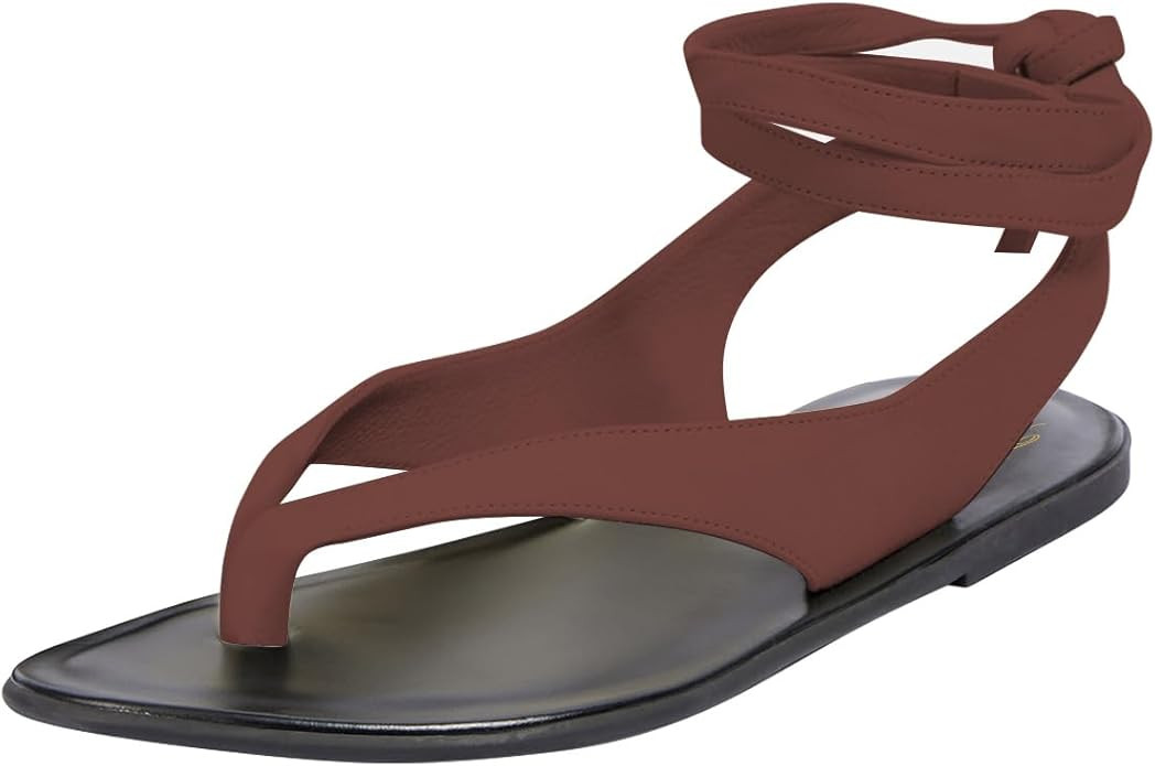 FOWT Women Split Round Toe Sandals Lace up Strappy Comfortable Flats Casual Summer Soft Flip Flop... | Amazon (US)