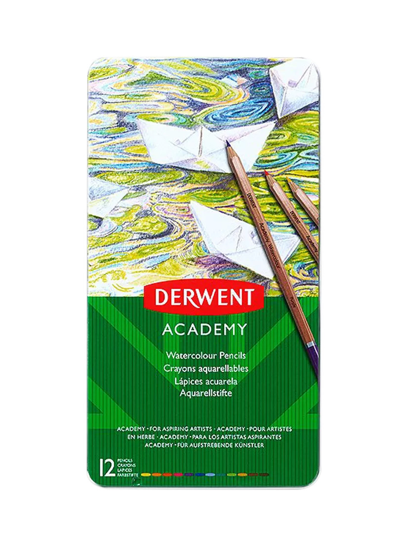 Derwent Academy Watercolour Pencils Tin, Set of 12 | John Lewis (UK)
