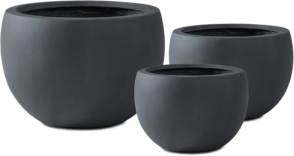 Kante 20" D, 16" D and 12" D Lightweight Concrete Outdoor Round Planter, Set of 3, RC0049ABC-60121,  | Amazon (US)