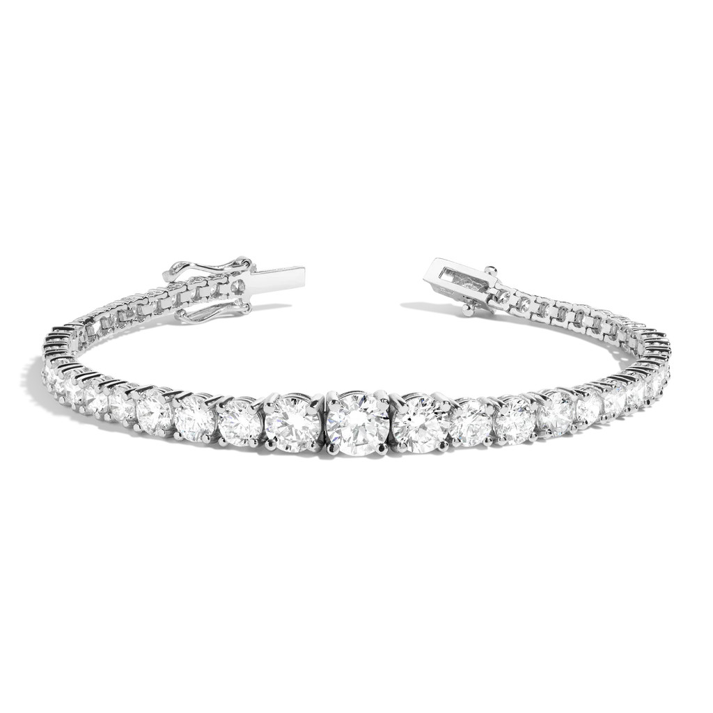 Lab Grown White Sapphire Graduated Modern Tennis Bracelet | AUrate New York