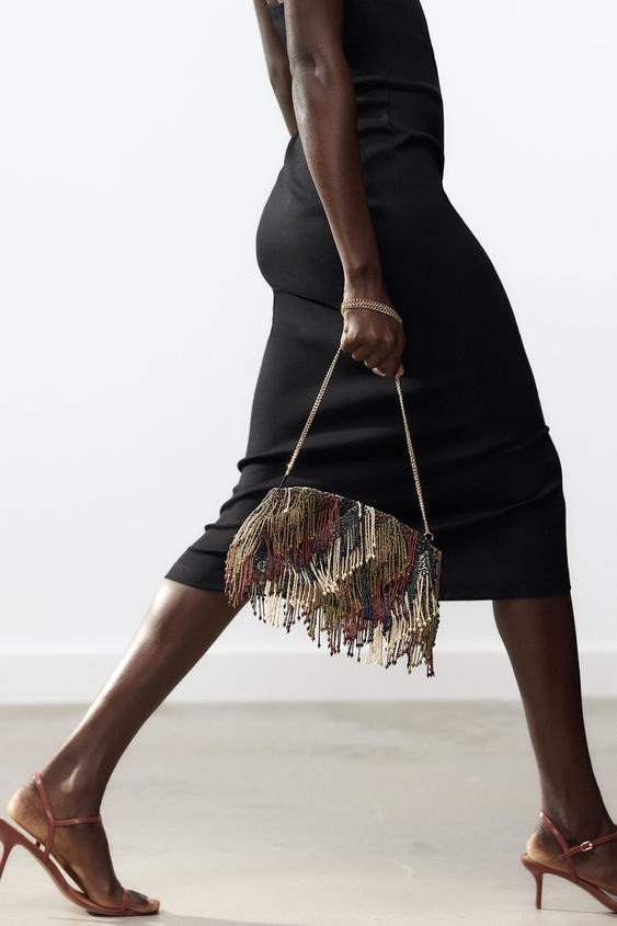 SEQUINED FRINGE CLUTCH | Zara US