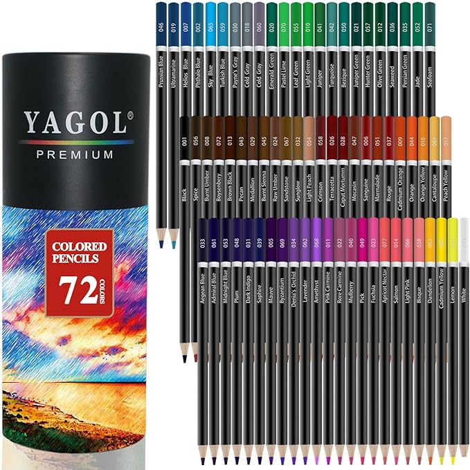 Yagol Colored Pencils for Adult Coloring Books, 72 Color Pencil Set in Tube | Soft Core Coloring ... | Amazon (US)