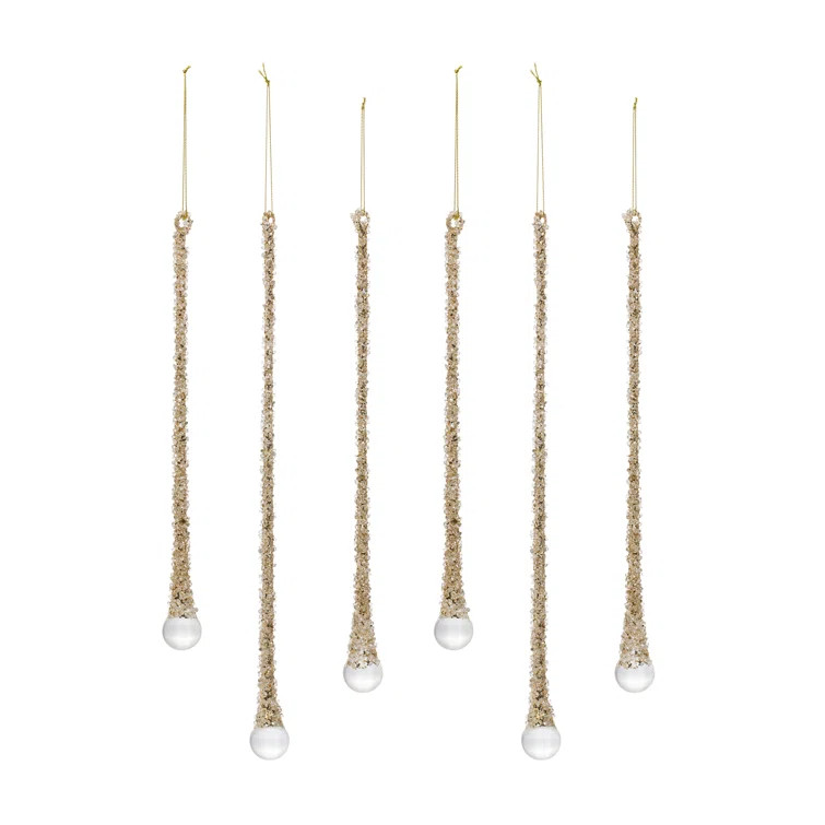 6 Piece Icicle Drop Glass Hanging Figurine Ornament Set | Wayfair North America