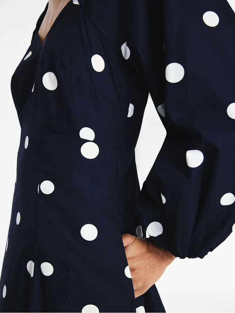 Free Assembly Women's and Women's Plus Cotton Polka Dot Maxi Dress with Puff Sleeves, Size-XS-4X | Walmart (US)