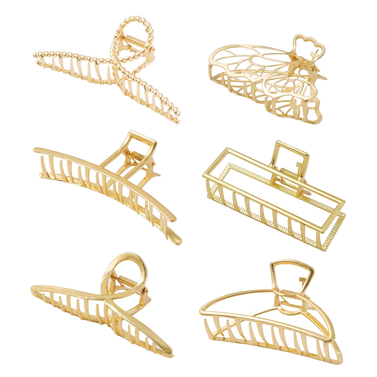 Vigorpace 6 Pack Large Metal Hair Claw Clips for Women Thick Thin Hair, Big Gold Hair Clips for H... | Walmart (US)
