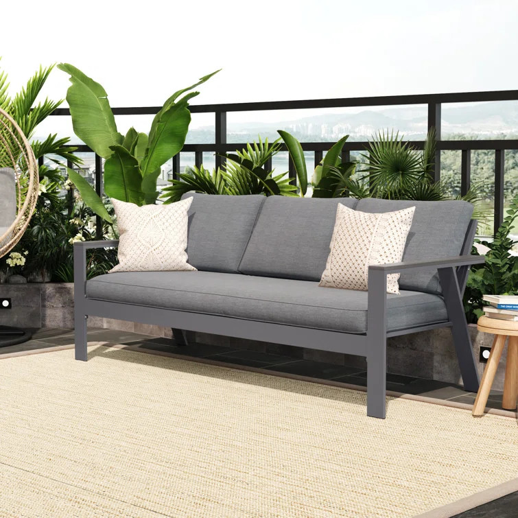 Bronwynn 76'' Wide Aluminum Outdoor Patio Sofa with Cushions | Wayfair North America
