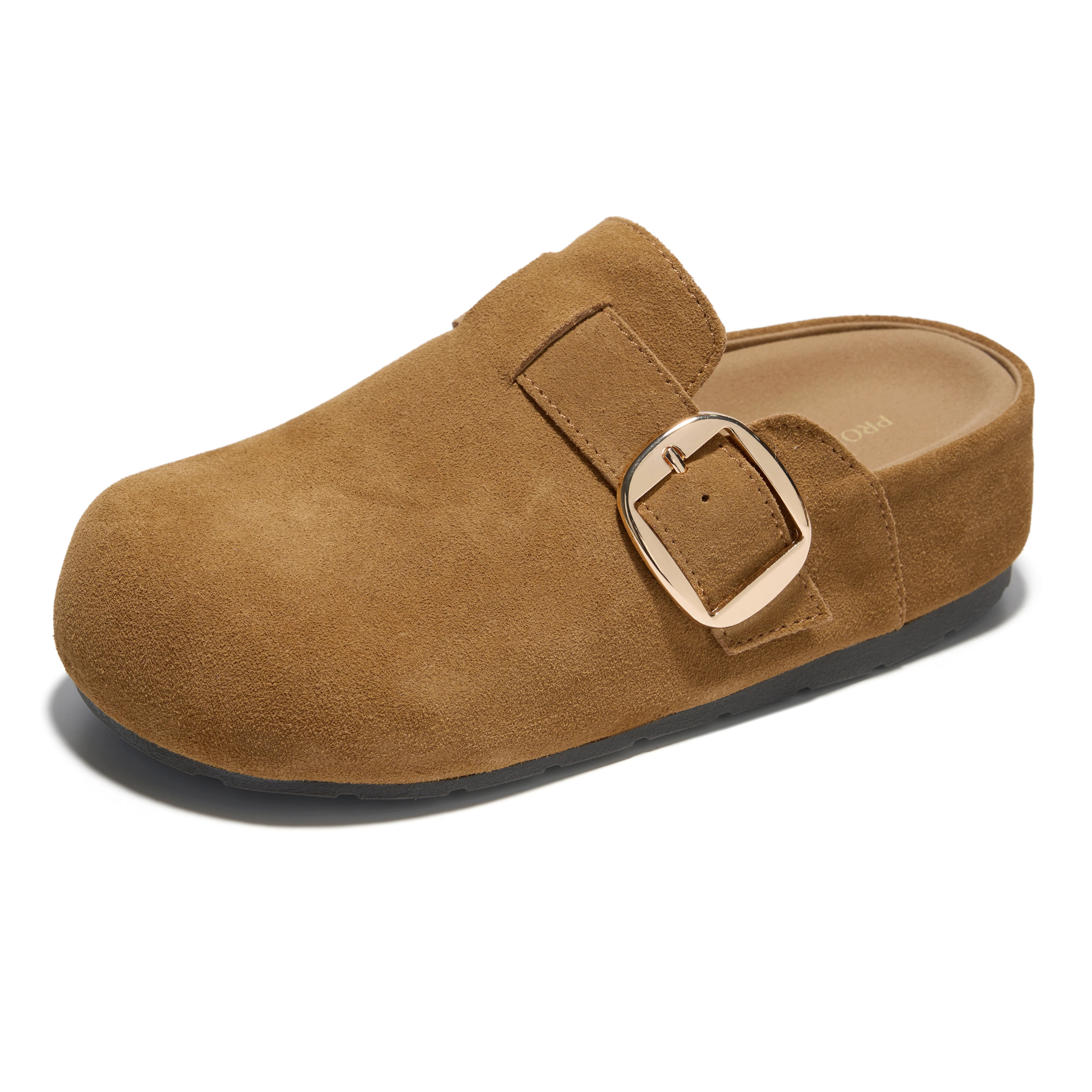 Project Cloud Women's | 100% Genuine Leather Platform Clogs | Plush & Soft Insole | Lightweight | Non-Slip - Rothera Chestnut Suede / 9 | Project Cloud
