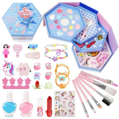 KIDDYCOLOR Kids Makeup Sets for Girls 45 PCS, Pretend Makeup kit for Toddlers, Little Princess Washable Play Makeup Set Toys, Christmas Birthday Gifts for 3 4 5 6 7 8+ Years Old | Amazon (US)