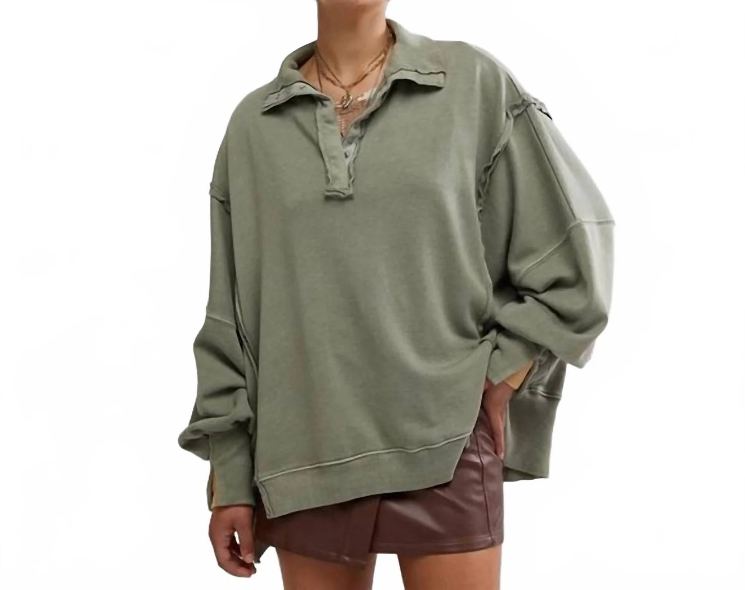 Henley Sweatshirt In Spring Dust | Shop Simon