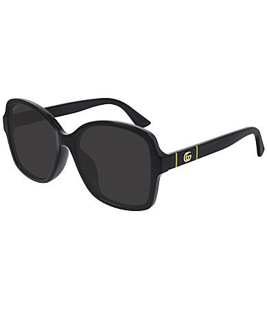 Gucci Black Rectangular Sunglasses - Black | Dillard's