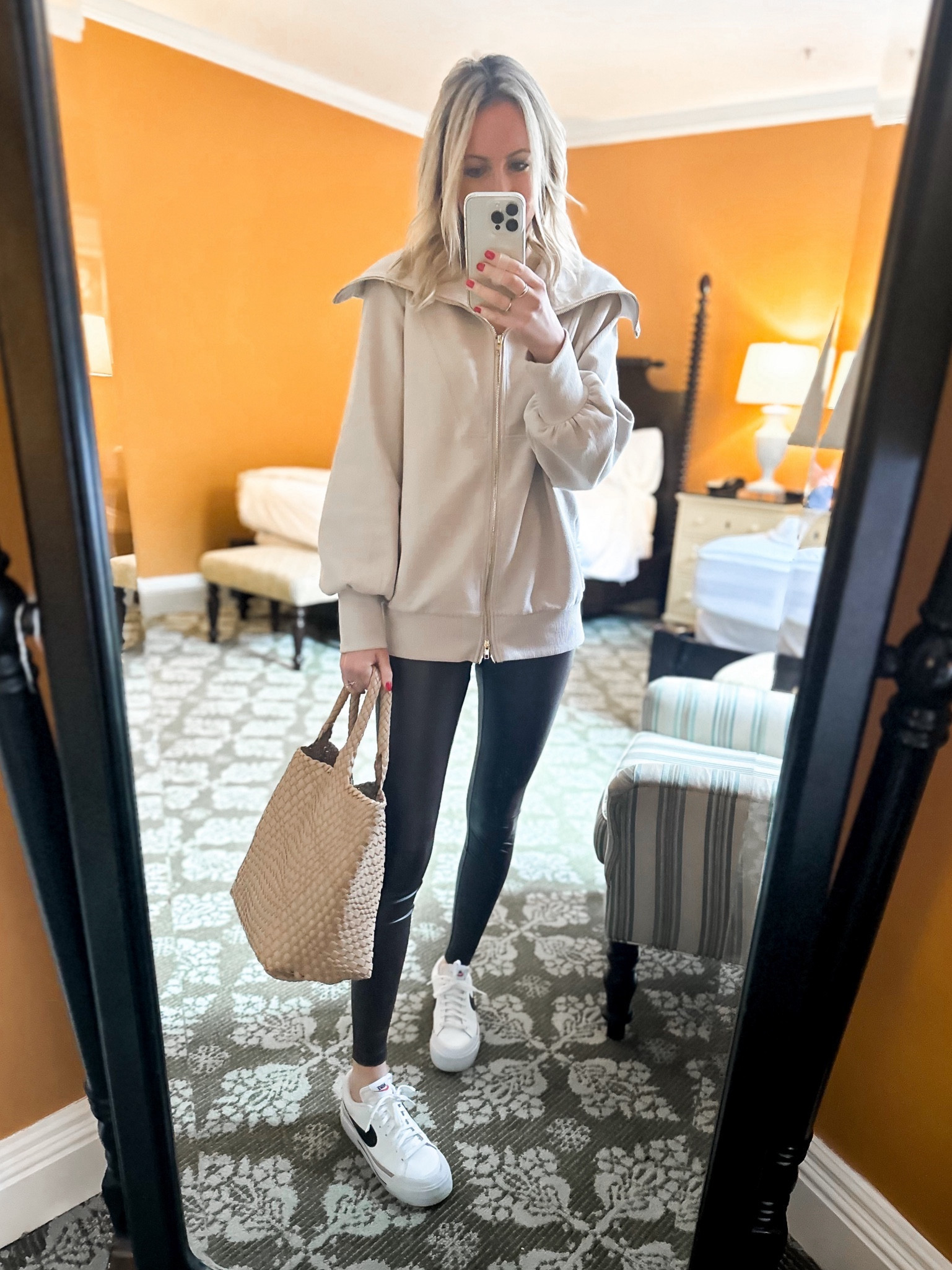✨Travel Outfit Inspo✨ An outfit during our recent stay at the Omni Bedford Springs Resort! Love this Amazon Varley Lookalike Jacket and these brown faux leather leggings! 
Love the collar on the sweatshirt, the material, the gold zipper detail that works in both directions. Just SO good!  The perfect elevated casual outfit for winter! Wearing xs in light khaki- 11 colors available! Wearing dark maple in small for the leggings! 

Must have sweatshirt, Varley inspired jacket, Varley lookalike sweatshirt, Varley look for less sweatshirt, amazon sweatshirt, amazon fashion, fall must haves, winter must have, what to wear, Amazon winter fashion, Amazon winter outfits, winter sweatshirt, legging friendly, faux leather leggings, amazon casual outfit, easy outfit, casual chic outfit, everyday outfit, winter trends, how to style, winter style, winter outfit, tunic, date night, casual look, casual style, casual outfit, Amazon outfit, Amazon try on, Amazon haul, Amazon hauls, amazon favorites, Amazon must have, trendy Amazon, trending, over 30 style, millennial moms, millennial style, style reels, style tips, travel outfit, errands outfit 

#amazonmusthave #amazonfashionfinds #amazonfinds #amazonfashion #amazonstyle #founditonamazon #tryonhauls #ltkunder50 #stylereels #outfitidea #outfitideasforyou #styleover30 #fashionreel #tryonreel #outfittryon #affordablestyle #affordablefashion #styleinspo #styleinspiration #reelinstagram #liketkit

#LTKfindsunder50 #LTKtravel #LTKSeasonal