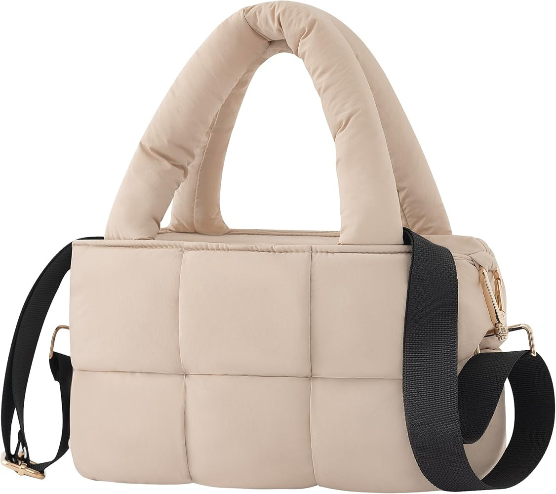 NAARIIAN Puffer Tote Bag Small Women's Satchel handbag Cross body Shoulder bag Woven Puffy Purse | Amazon (US)