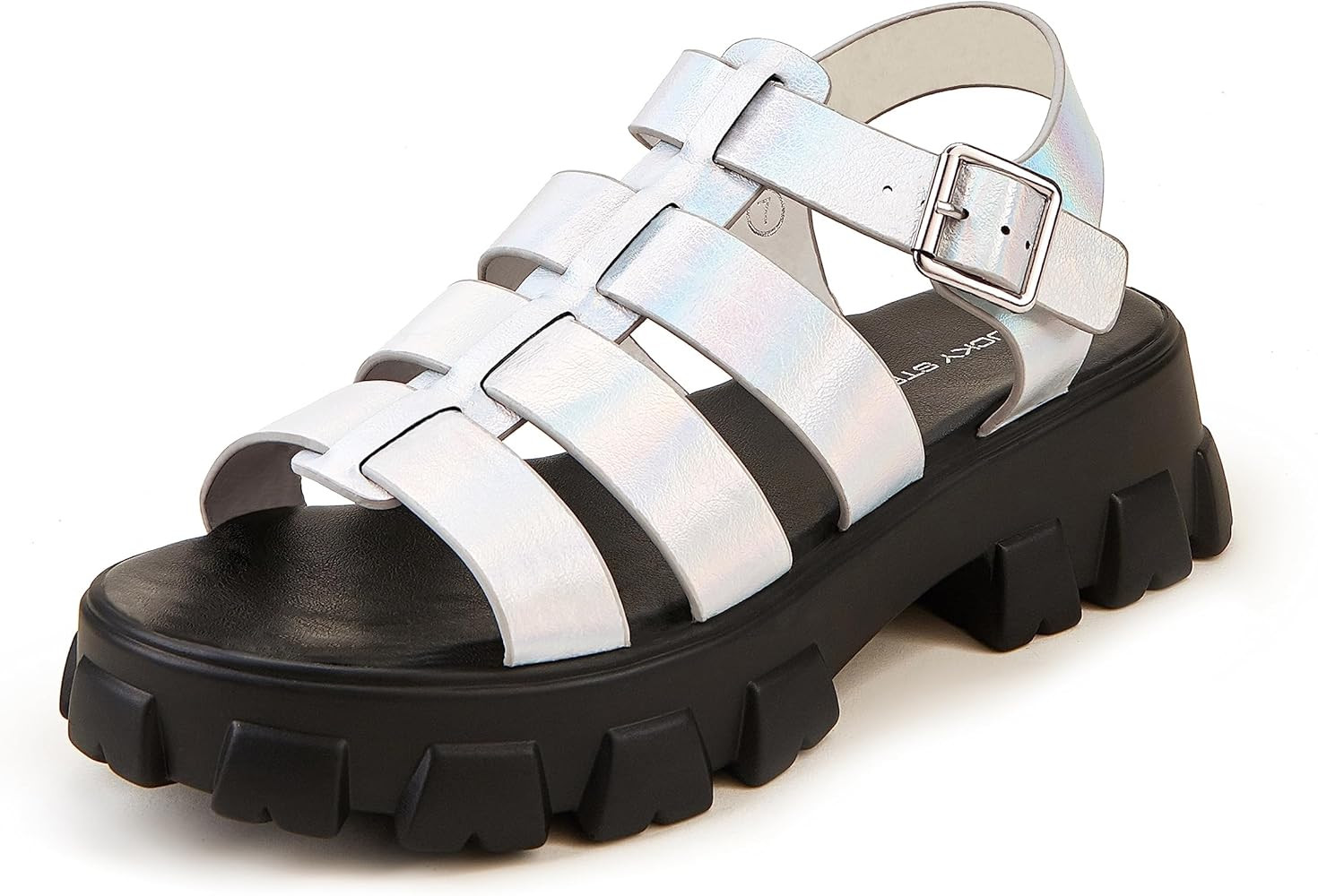 LUCKY STEP Women 's Platform Wedge Sandals Open Toe Adjustable Ankle Strap Chunky Heel | Amazon (US)