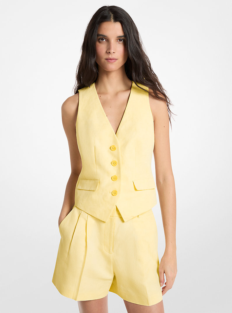 Linen and Cotton Vest | Michael Kors US