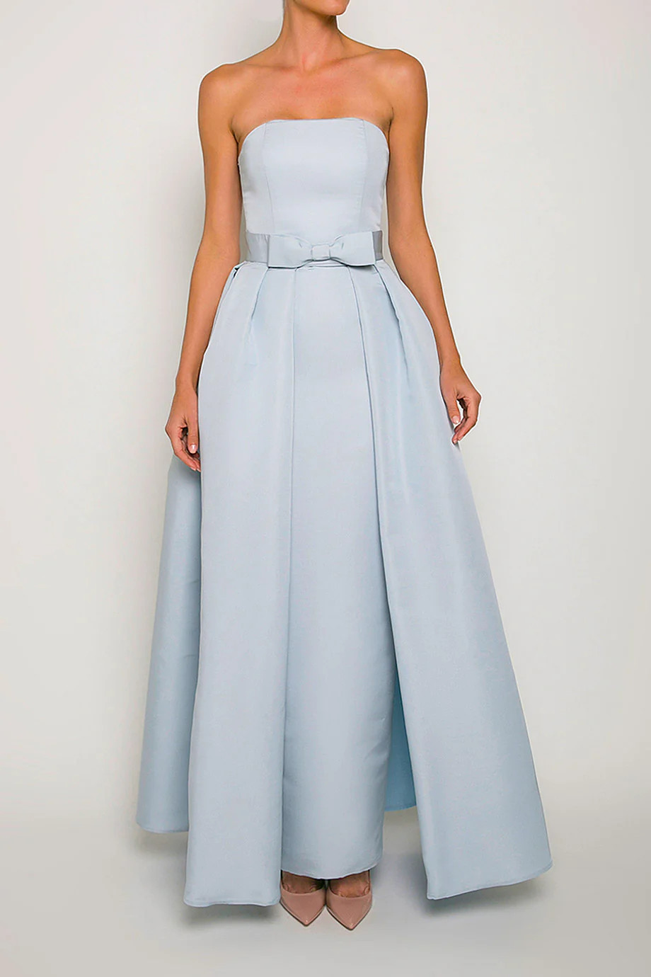 Silk Faille Strapless Column Gown with Bow Convertible Skirt | ALEXIA MARIA LLC
