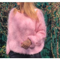 Pink Mohair Sweater, Sweater, Wool Pullover, Handknit Knitted 100% Hand Made | Etsy (US)