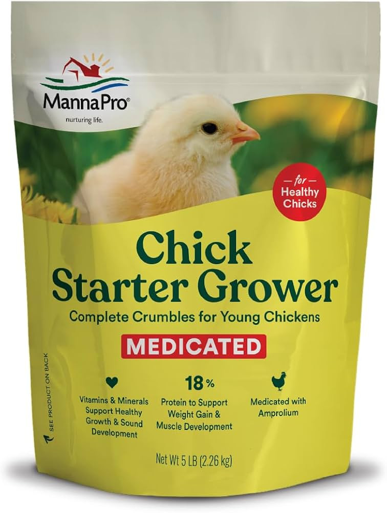 Manna Pro Chick Starter Grower - Medicated Chick Feed Crumble for Young Chickens - Formulated wit... | Amazon (US)