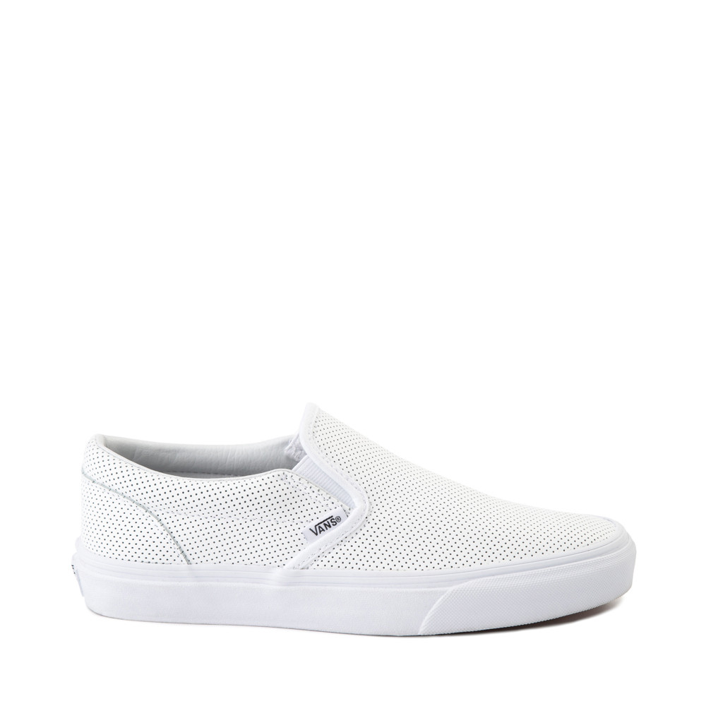 Vans Slip On Leather Perf Skate Shoe - White | Journeys