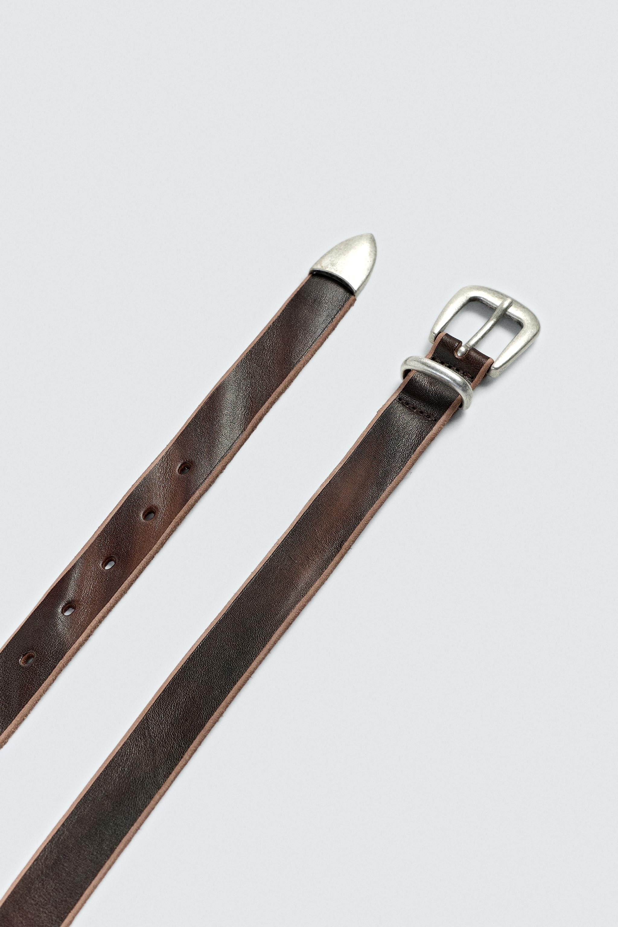 LEATHER BELT WITH METAL TIP | Zara US