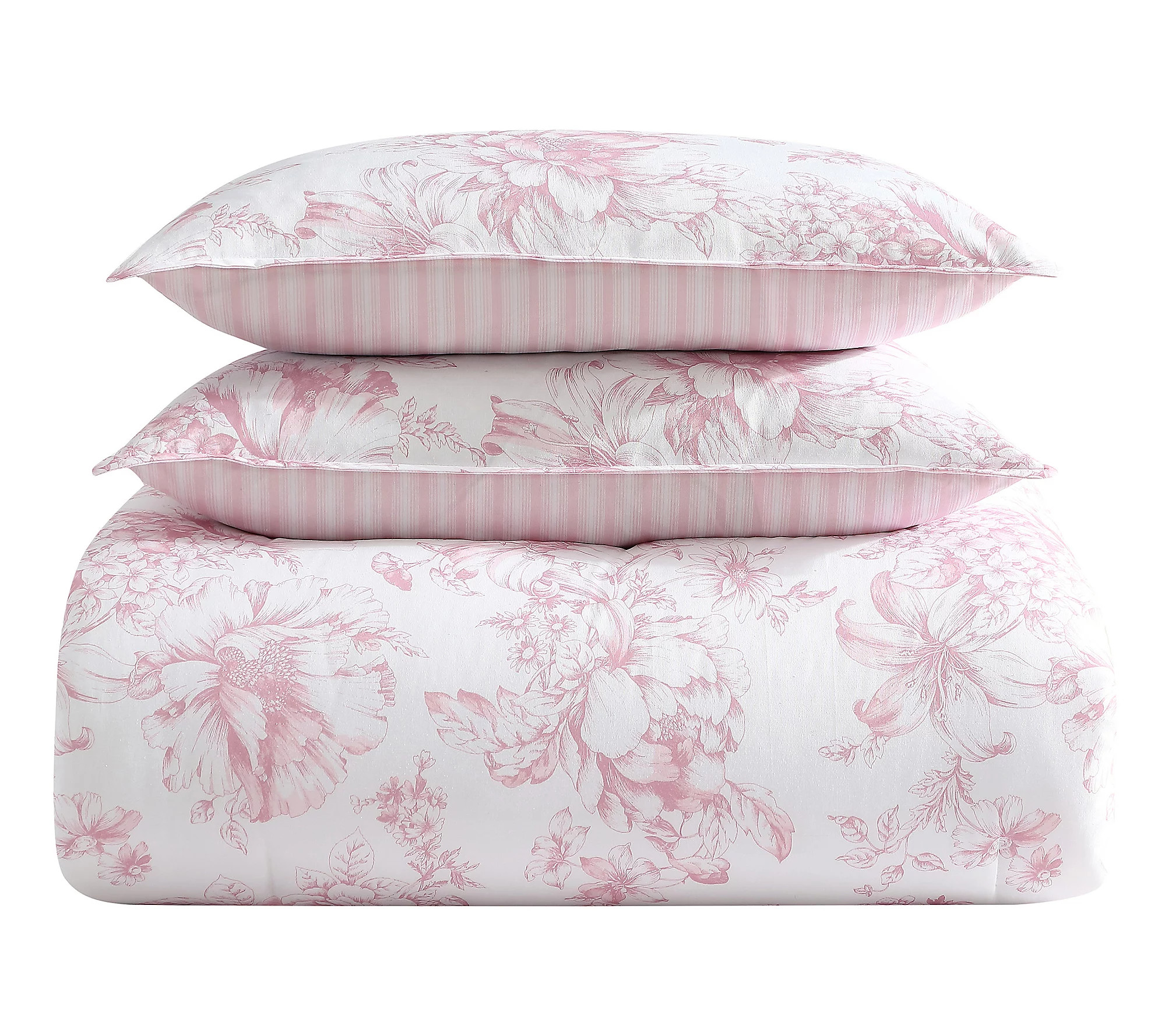 Laura Ashley Delphine Pink Twin Comforter Sham Set | QVC