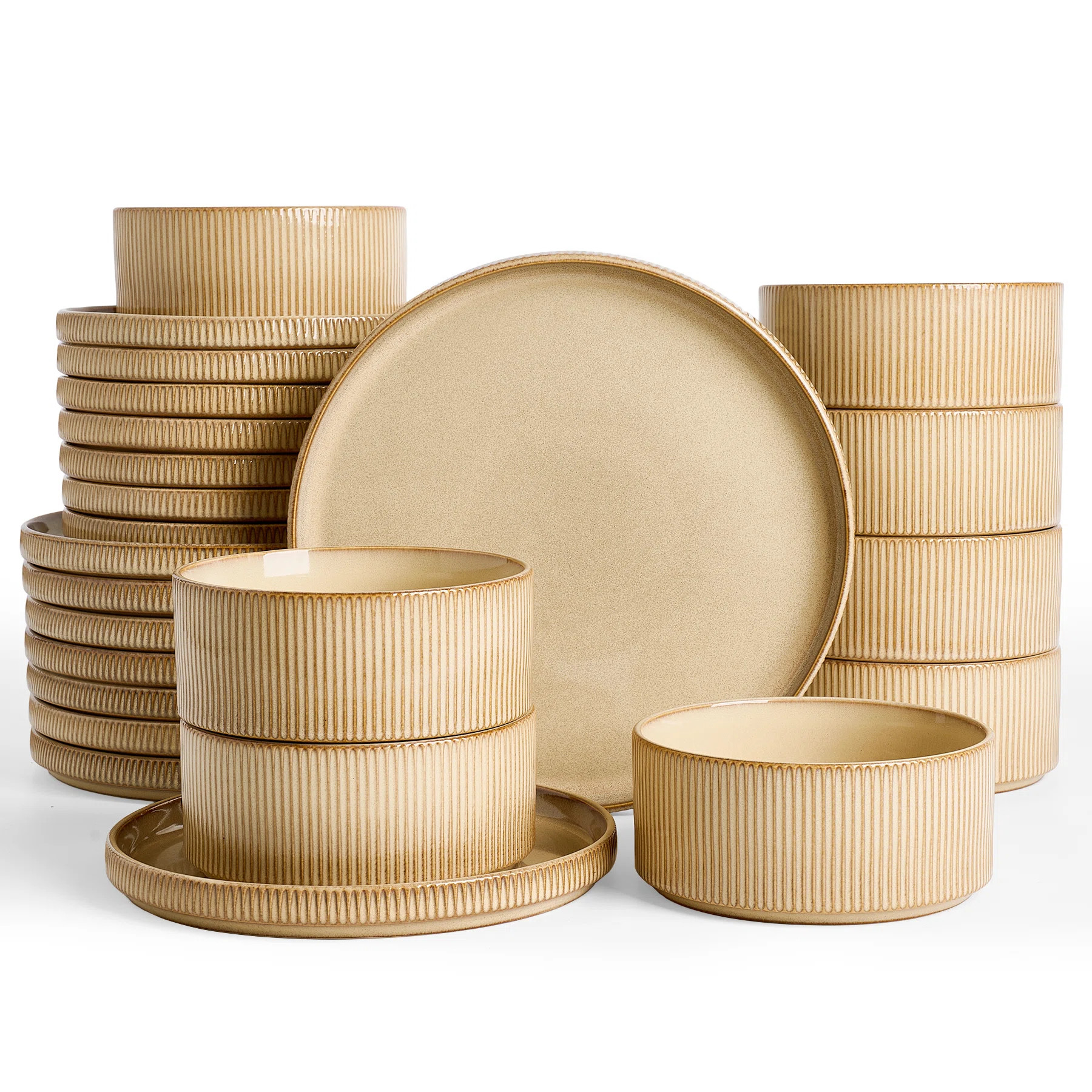 Star Series 24 Pieces Dinnerware Set, Moss & Cocoa | Wayfair North America