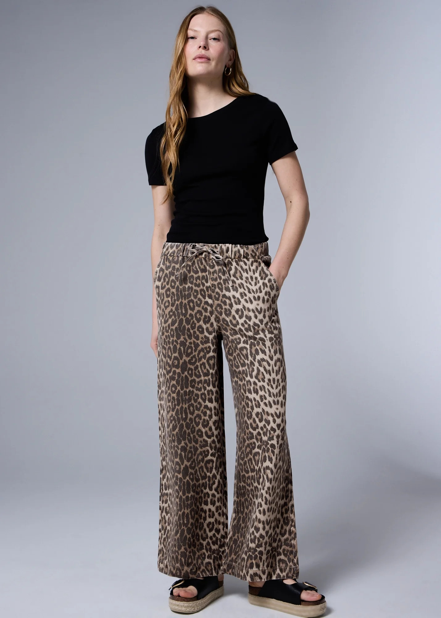 Brown Leopard Print Comfort Fit Wide Leg Jeans | Matalan (UK)