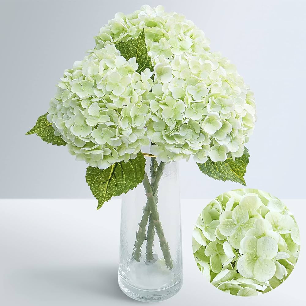 Waipfaru 21" Real Touch Hydrangea Artificial Flowers with Long Stem & Leaves, Full Latex Faux Hyd... | Amazon (US)