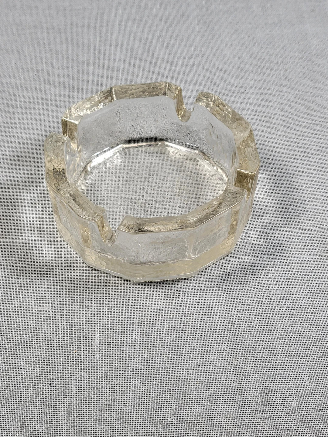 Round Ashtray of Ice Textured Clear Glass - Stylish Trinket Dish - Possibly Scandinavian - Pebble... | Etsy (US)