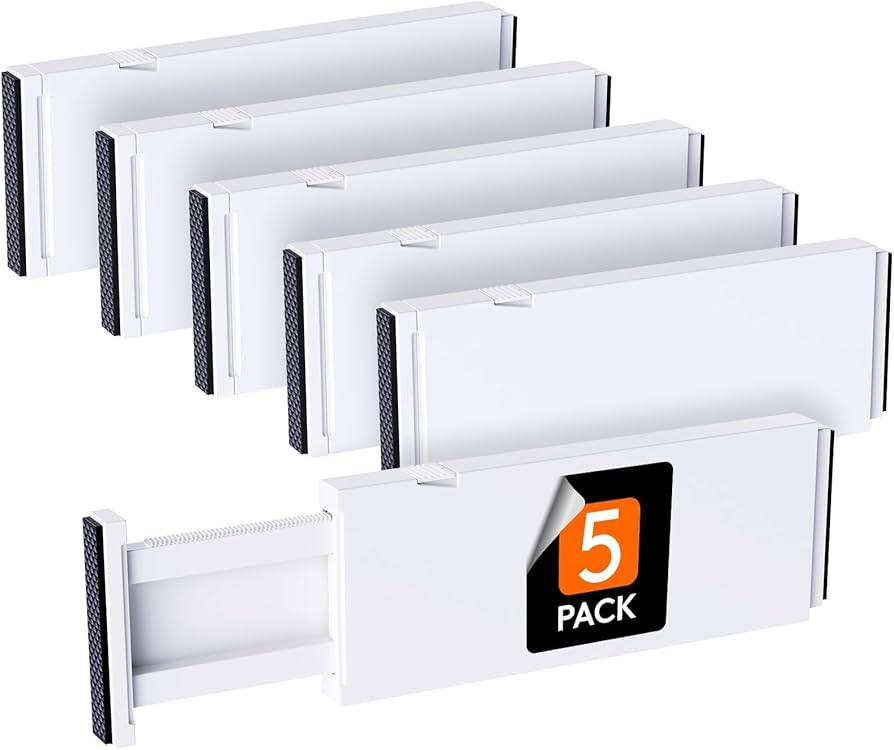 Lifewit 5 Pack Drawer Dividers Plastic 4" High, 11-17" Adjustable Drawer Organizers for Clothes, ... | Amazon (US)