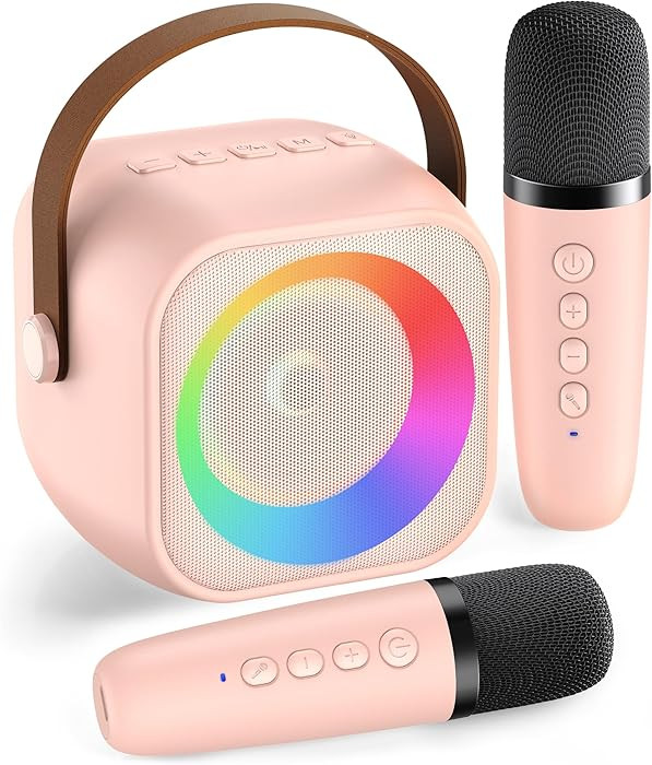 Karaoke Machine for Kids Adults, Mini Portable Bluetooth Karaoke Speaker with 2 Wireless Micropho... | Amazon (US)
