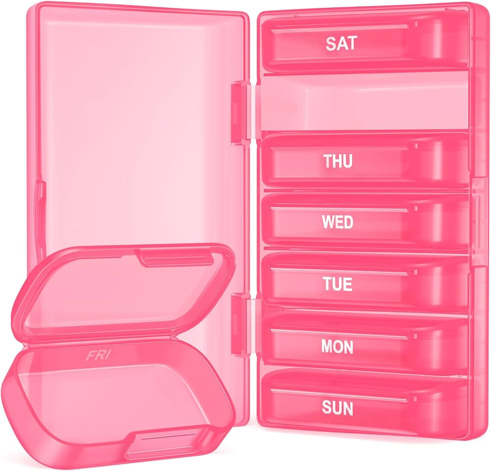 Enlarged Weekly Pill Organizer, 7 Day Pill Box Cases Easy to Open, BPA-Free Medicine Organizer wi... | Amazon (US)