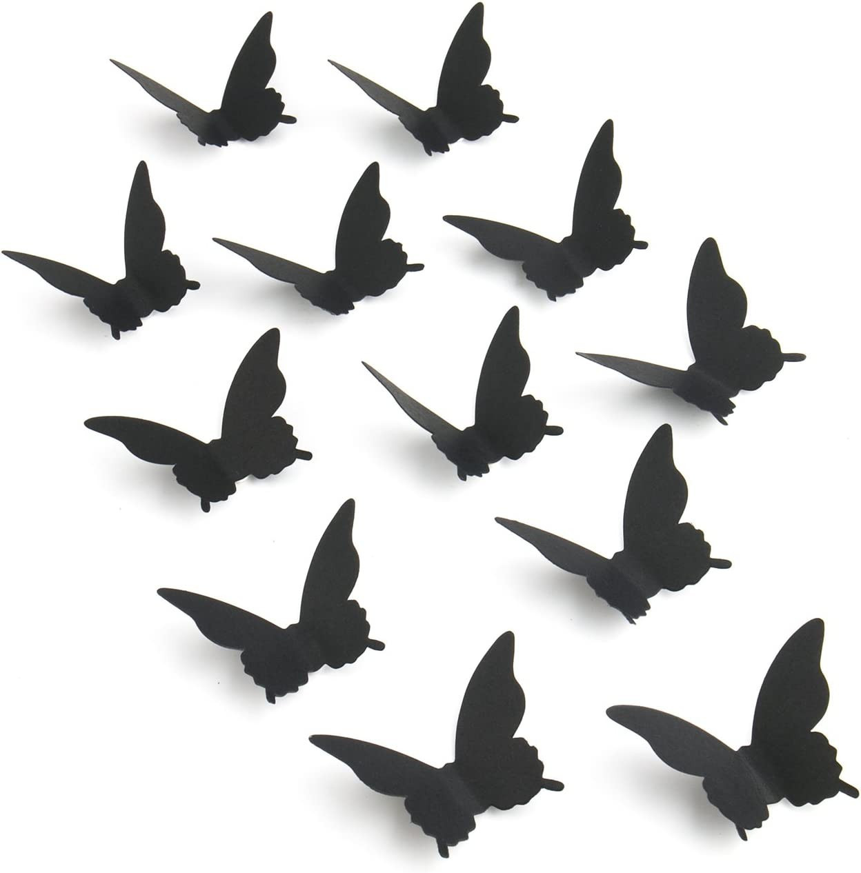 Amazon.com: Luxbon 100Pcs 3D Paper Black Matt Effect Butterfly Wall Stickers Removable Butterflie... | Amazon (US)